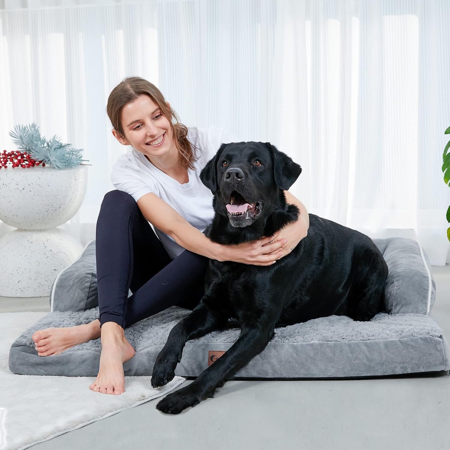 Orthopedic Dog Beds for Extra Large Dogs, Waterproof XLarge, Memory Foam Couch, Comfy Bolster Pet Bed with Removable Washable Cover, Nonskid Bottom (X-Large,Grey)